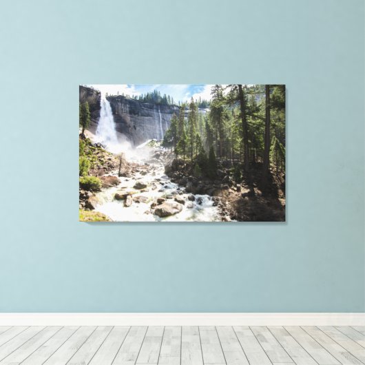 Waterfalls | Nevada Fall, Yosemite, CA キャンバスプリント (インサイチュ (ウッドフロア))