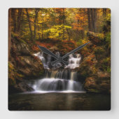 Waterfalls | New England Connecticut スクエア壁時計 (正面)