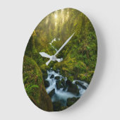 Waterfalls | Olympic National Park, Washington ラージ壁時計 (傾斜)