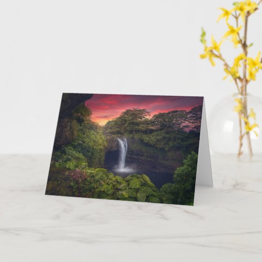 Waterfalls | Rainbow Falls, Hilo, Hawaii カード (黄色い花)