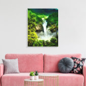 Waterfalls | San Rafael Falls, Ecuador キャンバスプリント (インサイチュ (リビング))