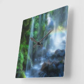 Waterfalls | Shinmata Ravine, Japan スクエア壁時計 (傾斜)