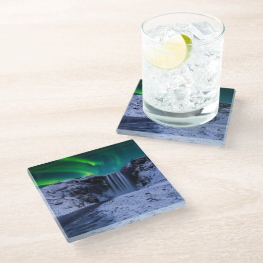 Waterfalls | Skógafoss Waterfall ガラスコースター (アングル)