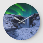 Waterfalls | Skógafoss Waterfall ラージ壁時計 (正面)