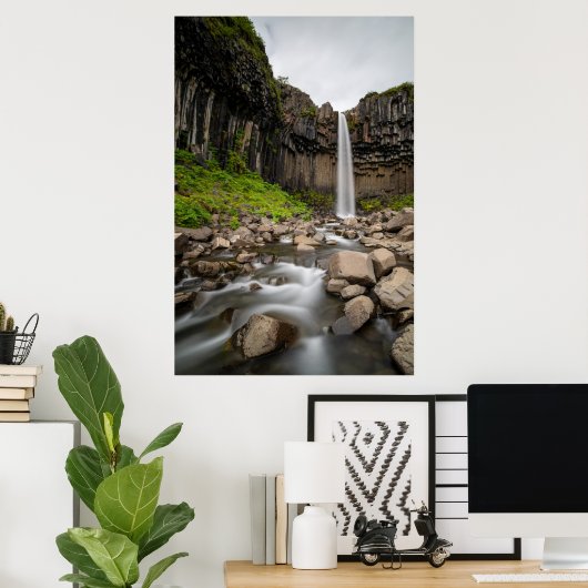 Waterfalls | Svartifoss Waterfall, South Iceland ポスター (ホームオフィス)
