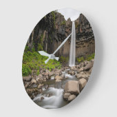 Waterfalls | Svartifoss Waterfall, South Iceland ラージ壁時計 (傾斜)