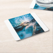 Waterfalls | Vatnajokull Glacier, Eastern Iceland スクエアペーパーコースター (アングル)