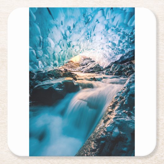 Waterfalls | Vatnajokull Glacier, Eastern Iceland スクエアペーパーコースター (正面)