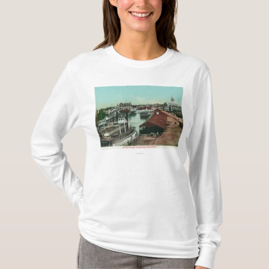 WaterfrontStocktonの空中写真、カリフォルニア Tシャツ (正面)
