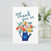Watering Can Full of Flowers Modern Thank You サンキューカード (スタンド正面)