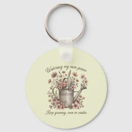 Watering My Own Peace Vintage Floral Botanical キーホルダー