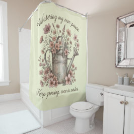 Watering My Own Peace Vintage Floral Botanical シャワーカーテン