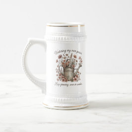 Watering My Own Peace Vintage Floral Botanical ビールジョッキ