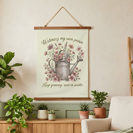 Watering My Own Peace Vintage Floral Botanical 吊り下げ型タペストリー