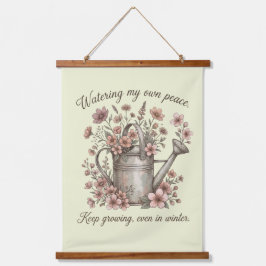 Watering My Own Peace Vintage Floral Botanical 吊り下げ型タペストリー