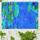 Waterlilies，赤，オスカー・クロード・モネ キッチンタオル (折り畳み)