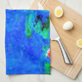 Waterlilies，赤，オスカー・クロード・モネ キッチンタオル (四つ折り)