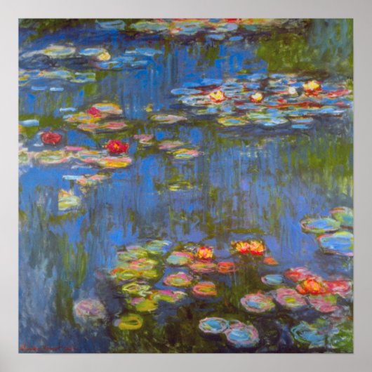 Waterlilies by Claude Monet, Vintage Nature Art ポスター (正面)