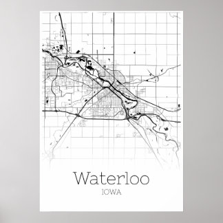 Waterloo Map - Iowa - City Map Poster ポスター