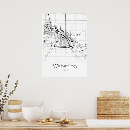 Waterloo Map - Iowa - City Map Poster ポスター (キッチン)