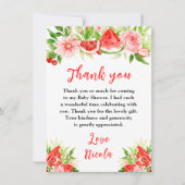 Watermelon and Pomegranate Baby Shower サンキューカード (正面)