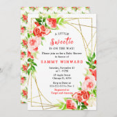 Watermelon and Pomegranate Baby Shower 招待状 (正面/裏面)