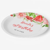 Watermelon and Pomegranate Birthday ペーパープレート (アングル)