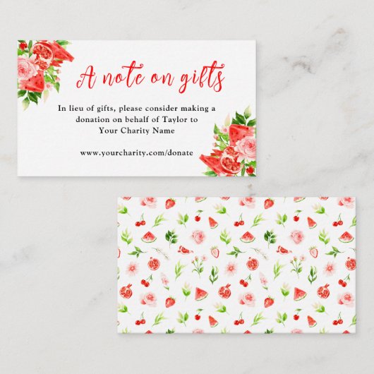 Watermelon and Pomegranate Birthday A Note On Gift エンクロージャーカード (正面/裏面)