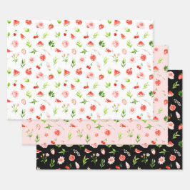 Watermelon and Pomegranate Pattern ラッピングペーパーシート