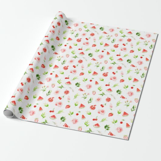 Watermelon and Pomegranate Pattern ラッピングペーパー (アンロールド)