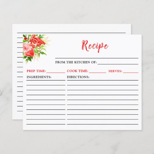 Watermelon and Pomegranate Recipe Card (正面/裏面)