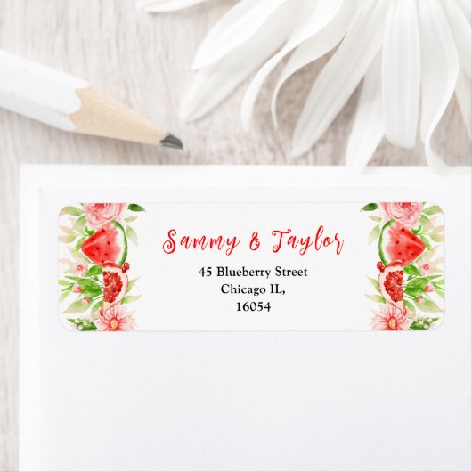 Watermelon and Pomegranate Wedding ラベル (インサイチュ)