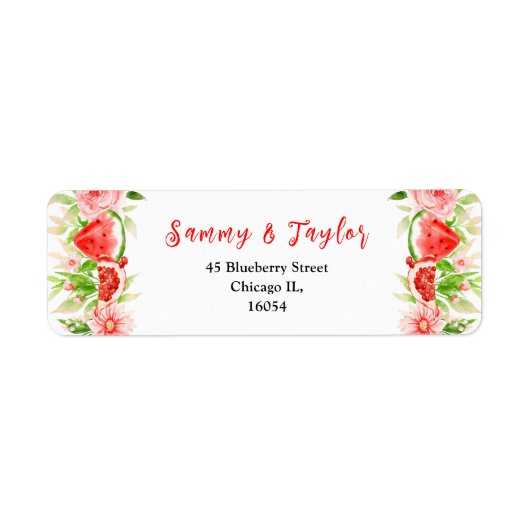 Watermelon and Pomegranate Wedding ラベル (正面)