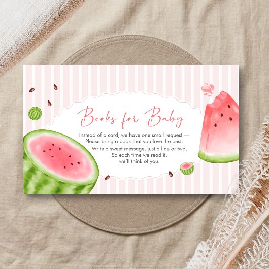 Watermelon Baby Shower Books for Baby エンクロージャーカード