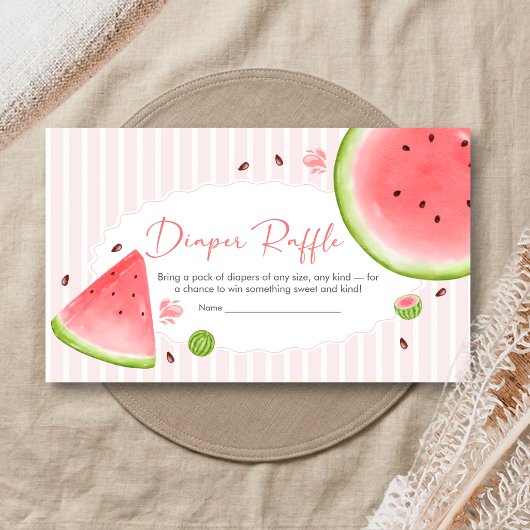 Watermelon Baby Shower Diaper Raffle エンクロージャーカード