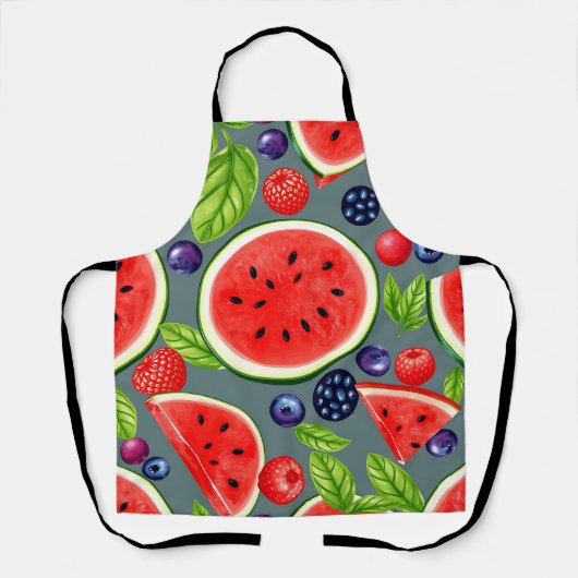 Watermelon Berry Summer Pattern エプロン (正面)