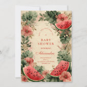 Watermelon Botanical Garden Baby Shower 招待状 (正面)