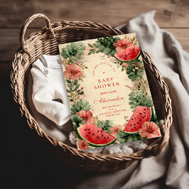 Watermelon Botanical Garden Baby Shower 招待状