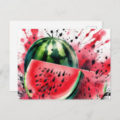 Watermelon Explosion Watercolor ポストカード (正面/裏面)