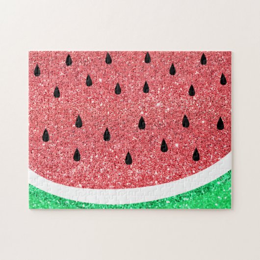 watermelon faux glitter design ジグソーパズル (横)