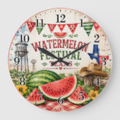 Watermelon Festival Texas Summer Harvest ラージ壁時計 (正面)