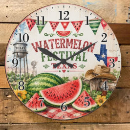 Watermelon Festival Texas Summer Harvest ラージ壁時計