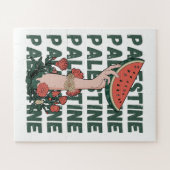 watermelon, flowers, and  palestine text Repeat  ジグソーパズル (横)