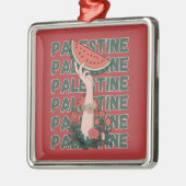 watermelon, flowers, and palestine text Repeat メタルオーナメント (左)