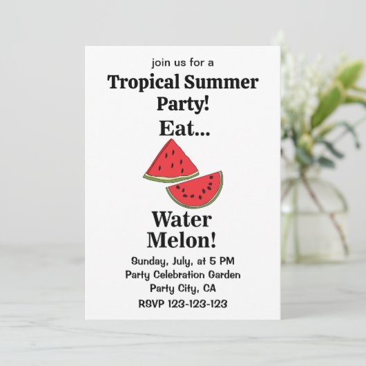 Watermelon Fruit Funny Tropical Summer Party 招待状 (スタンド正面)