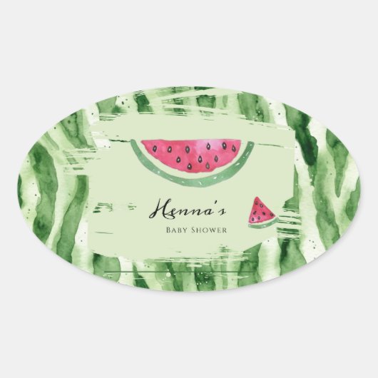 Watermelon Girl Summer Baby Shower Oval 楕円形シール (正面)