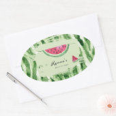 Watermelon Girl Summer Baby Shower Oval 楕円形シール (封筒)