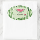Watermelon Girl Summer Baby Shower Oval 楕円形シール (バッグ)