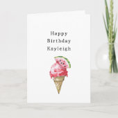 Watermelon Ice Cream Cone Birthday カード (正面)