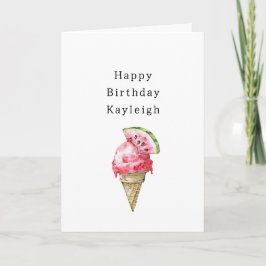 Watermelon Ice Cream Cone Birthday カード